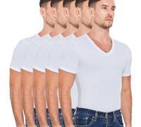 All Citizens Sweat-Wicking High V Neck Undershirts for Men - Premium Mens Undershirts, Soft, Breathable, Stays Tucked, White - 5 Pack, XS