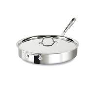 All-Clad 4406 Stainless Steel 3-Ply Bonded Dishwasher Safe Saute Pan with Lid Cookware, 6-Quart, Silver