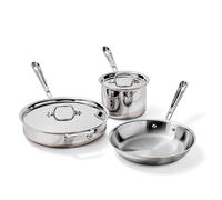 All-Clad Copper Core 5-Ply Stainless Steel Cookware Set, 5 Piece, Induction, Oven Broiler Safe 600F, Pots and Pans, Sauce Pan, Saute Pan, Cookware, Silver