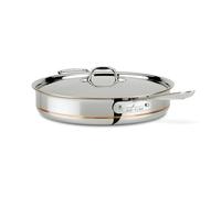 All-Clad Copper Core 5-Ply Stainless Steel Sauté Pan with Steel Lid 6 Quart Induction Oven Broiler Safe 600F Pots and Pans, Cookware Silver