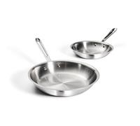 All-Clad D3 3-Ply Stainless Steel Fry Pan Set 2 Piece, 8, 10, Inch Induction Oven Broiler Safe 600F Pots and Pans, Cookware Silver