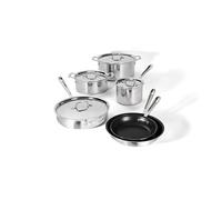 All-Clad D3 3 Ply Stainless Steel Nonstick Bonded Cookware Set 10 Piece, Oven Broiler Safe 600F, Kitchen Cooking Set w/Frying Pan, Sauce Pan, Saute Pan, Stockpot, Professional Pots & Pans Set Silver