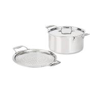 All-Clad D5 5-Ply Brushed Stainless Steel Stockpot with lid and Strain & Splatter Guard, 8-Quart, Induction, Oven & Broiler Safe up to 600°F, Cookware, Pots and Pans, Kitchen Essential, Silver