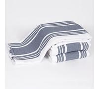 All-Clad Dish Towels Dual Purpose Reversible, 100% Absorbent Cotton, Kitchen Towels Set of 3 Striped, 17" x 30", 3-Pack Indigo Textiles