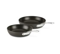 All-Clad Essentials Hard Anodized Nonstick Fry Pan Set 2 Piece, 8, 10,5 Inch Oven Broiler Safe 500F, Lid Safe 350F Pots and Pans, Cookware Black