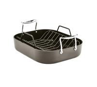 All-Clad Essentials Hard Anodized Nonstick Roaster with Rack 11x14 Inch Oven Broiler Safe 500F Roaster Pan, Pots and Pans, Cookware Black