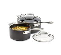 All-Clad Essentials Hard Anodized Nonstick Sauce Pan Set 4 Piece, 2.5, 4 Quart Oven Broiler Safe 500F Pots and Pans, Cookware Black