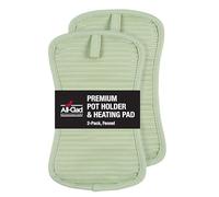 All-Clad Premium Pot Holder & Heating Pad, (2-Pack) Heat Resistant to 500 Degrees, 100% Cotton 10"x6.25" for Kitchen and Barbeque, Fennel