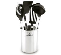 All-Clad Specialty Stainless Steel with Nylon Head Kitchen Gadgets 4 Piece Tool Set with Caddy Kitchen Tools, Kitchen Hacks Silver