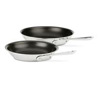 All-Clad Stainless Steel Pro Nonstick Frying Pan Set - 8 & 10 Inch Skillets, Induction Compatible, Oven & Broiler Safe to 500°F, Professional Cookware, Silver