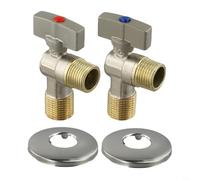 All Copper Angle Valve with High Flow Rate for Hot and Cold Water Heater, Triangle Valve Switch with 4 Points, Metal Handle and Space-Saving Design(C)