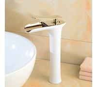 All Copper Antique Basin Faucet Waterfall Single Hole Vintage hot and Cold Water Faucet, Brushed high