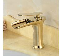 All Copper Antique Basin Faucet Waterfall Single Hole Vintage hot and Cold Water Faucet, Brushed high