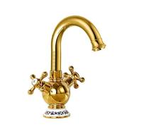 all copper antique double-handle faucet, kitchen sink, vegetable washing basin, hot and cold splashproof faucet, golden big bend