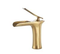 all copper antique waterfall basin faucet bathroom washbasin hot and cold water faucet, brushed gold