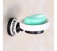 All Copper Black Towel Rack Set with Blue and White Porcelain Bathroom Pendant Electroplated Bath Towel Holder & Toilet Brush - Elegant Bathroom Accessories