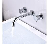 All Copper Buried Wall Concealed Basin Faucet in-Wall Black Wall Faucet washbasin Hidden Embedded hot and Cold, b Electroplating