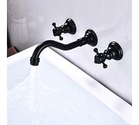 All Copper Buried Wall Concealed Basin Faucet in-Wall Black Wall Faucet washbasin Hidden Embedded hot and Cold, a Black