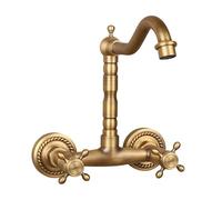 All-Copper Ceramic in-Wall Bathroom washbasin, Basin, Double-Handle hot and Cold Water Faucet, Antique Twist Straight Five Ways, high