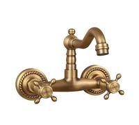 All-Copper Ceramic in-Wall Bathroom washbasin, Basin, Double-Handle hot and Cold Water Faucet, Antique Twist, Straight Five-Way, Short