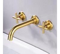 All Copper Concealed Basin Faucet Double Handle into The Wall Three-Hole hot and Cold Water Basin Faucet, Antique Conjoined