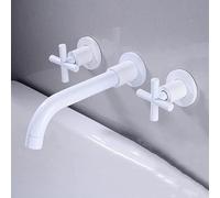All Copper Concealed Basin Faucet Double Handle into The Wall Three-Hole hot and Cold Water Basin Faucet, Antique Conjoined