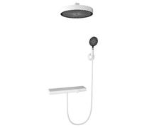 All Copper Concealed Piano Keys Hot and Cold Multifunctional Shower Shower Top Spray Set, White