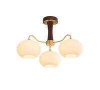 All-Copper Cream-Style Walnut Chandelier, Nordic Retro Persimmon Lamp, Mid-Century Modern Chandelier, Rustic Home Decor, Antique Brass Pendant Light Fixture,A,3 Heads
