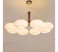 All-Copper Cream-Style Walnut Chandelier, Nordic Retro Persimmon Lamp, Mid-Century Modern Chandelier, Rustic Home Decor, Antique Brass Pendant Light Fixture,B,8 Heads