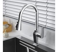 All Copper Digital Display Hot & Cold Pull Out Kitchen Faucet Universal Rotating Telescopic Spray Gun Gray & White Finish 60cm Inlet Pipe for Easy Installation