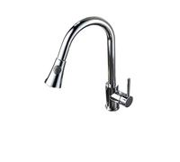 All Copper Electroplating Belt Pulls Out Spray Head Cold and Hot Water Mixer Faucet Rotary Sink Single Handle Plating