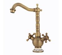 All Copper European Antique hot and Cold Water Control Vintage Single Hole Basin Faucet rotatable, high Double Handle