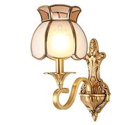 All-Copper European Modern Sconce Wall Lamp Indoor Single Bedside Wall Lighting Make Sturdy Durable Frosted Glass Lampshade E27 Base Wall Lights for Bedrooms Hall Study Room Living Room