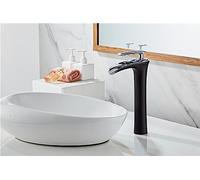 All Copper Gold Household Waterfall Toilet Cabinet washbasin wash Basin countertop hot Faucet, Black Chrome high