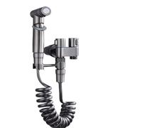 All-Copper Handheld Toilet Sprayer, Bidet Faucet, Shower Head, Sanitary, Double Outlet(GreyB)