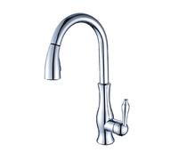 All Copper Hot and Cold Water Mixer Wire Drawing Kitchen Faucet Kitchen Sink Head Vegetable Pot Spring Belt Pull Out Spray Head Single Handle Chrome Plated Polishing