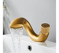 All Copper Household hot and Cold Water Faucet Under Basin Faucet Golden Creative Toilet Waterfall Basin Faucet, Star Gold