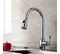 All Copper Kitchen Faucet Chrome Plated Kitchen Sink Faucet Pulls Out Spray Head Faucet Hot and Cold Mixer Faucet Swivel Vegetable Basin Faucet.