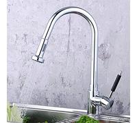 All Copper Kitchen Faucet Cold & Hot Water Mixer with Pull Out Spray Head Single Handle Rotary Tap for Vetable Basin and Kitchen Sink