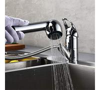 All Copper Kitchen Faucet Double Water Outlet Switch Shower Head Shower Water Kitchen Drain Faucet Pull Out Spray Head Single Hand Electroplating Single Couplet