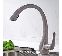 All Copper Kitchen Faucet, Imitation Stone Strip Pulls Out Spray Head, Kitchen Faucet Kitchen Sink Faucet Can Rotate Single Pole Single Hole Hot Water Mixer Mixer Faucet.
