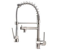All Copper Kitchen Faucet Spring Belt Pulls Out Spray Head Cold and Hot Water Mixer Kitchen Sink Faucet Double Outlet Single Handle Can Rotate Single Couplet,Electroplate-Tr?dritning-A