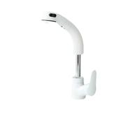All Copper Kitchen Sink Faucet Pull Out Mixer Tap with Hot & Cold Water Telescopic Splash Proof Design White Finish Easy to Use Household Faucet