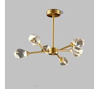 All-Copper Light Luxury Crystal Chandelier Modern Molecular Chandelier Brass Chandelier Modern Lighting Living Room Light Dining Room Light Bedroom Chandelier,Gold,6 heads