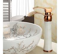 all copper natural jade undercounter basin hot and cold gold faucet waterfall countertop basin gilded faucet