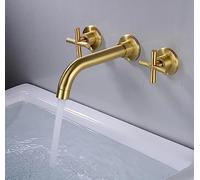 All-Copper one-Piece Black Antique Basin Faucet Concealed Buried Wall hot and Cold, Black Cross Handle