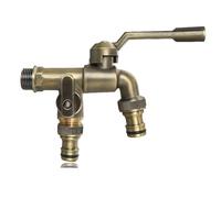 All-Copper Outdoor Anti-Freeze Faucet with Dual Outlets, 1/2" Thickened Garden Hose Connector, Weather-Resistant, Ideal for Year-Round Watering (Burgundy)