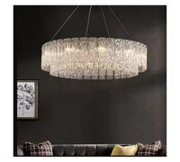 All-Copper Post- Light Luxury Glass Chandelier Atmospheric Living American Dining Room Lamp Bedroom,Perfect Match（Warm light-100cm）