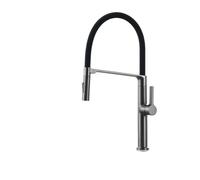 All-Copper Pull-Out Kitchen Faucet 360° Rotating Spout Magnetic Sprayer Brass Construction Chrome Finish Modern Gun Grey Design for Easy Use and Installation