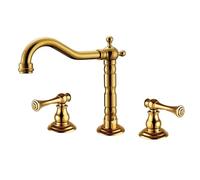 All Copper Split Hot and Cold Dual Control Basin Washbasin Faucet, A-Shaped Handle Gold